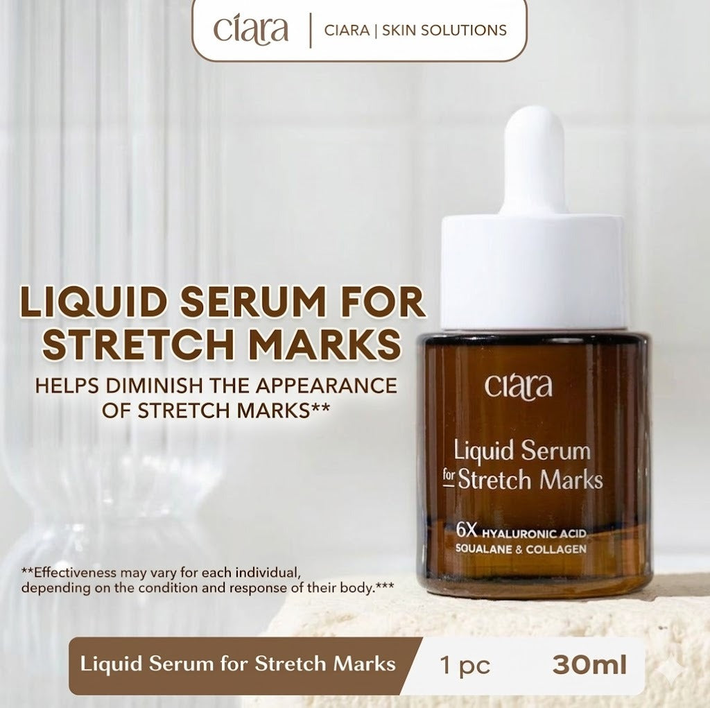 Ciara Liquid Serum for Stretch Marks | 6X Hyaluronic Acid + Squalane + Collagen | Fades Stretch Marks, Boosts Elasticity & Deep Skin Repair